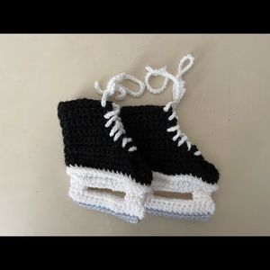 Hand crocheted baby ice skates